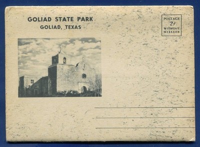 Goliad Texas State Park Presidio la Bahia Mission Bell Postcard Folder PF851