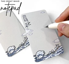 NEW The Great Wave Long Notepad The Coffee Monsterz Co TCMC