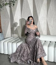 V-neck Floor Length Full Appliques Off Shouler Prom Dresses Zipper Back