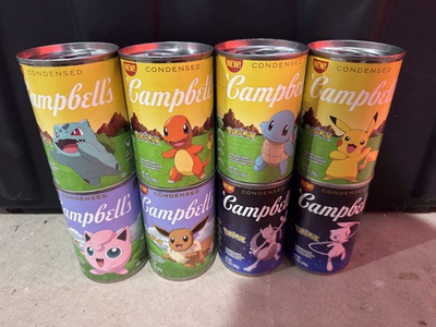#ad Complete Set Of 8 Pokemon Campbell#x27;s Chicken Soup Cans New Sealed Mew Mewtwo $44.99