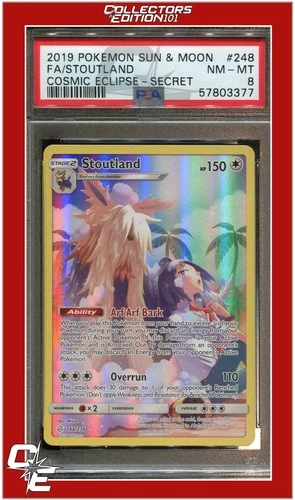 Cosmic Eclipse 248 Full Art Stoutland Secret PSA 8