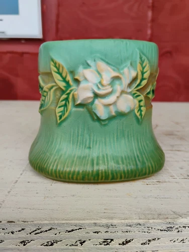 Roseville Pottery Green Gardenia Vase 656-3" Vintage 1950's MCM