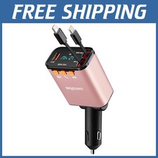 Wireless Car Charger with 2 Retractable Cables