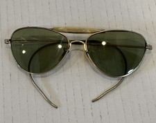 Vintage 1940  s WWII Aviator Style Sunglasses Glasses Gold Color Frames READ 