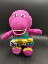 Vintage 2001 Sparkle 'N Sing Barney Plush Toy with Music and Lights Tested Works