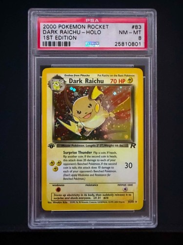 Dark Raichu (1st Edition) graded PSA 8 for sale on eBay