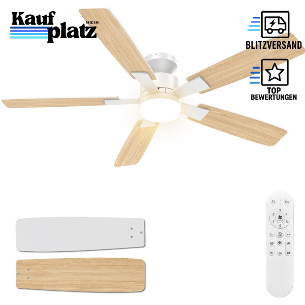 Deckenventilator 132Cm Beleuchtung Dimmbar Led Fernbedienung 6 Stufen Leise-image