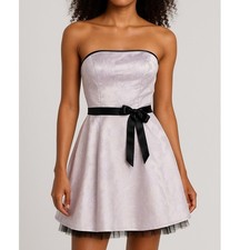 Jessica McClintock Gunne Sax Strapless Lilac Silver Jacquard Prom Party Dress