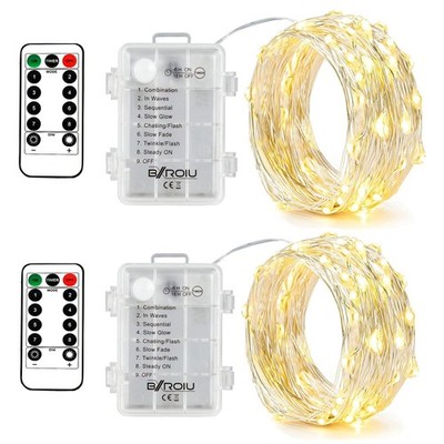 LED Lichterkette 5 m 50 LEDs Batterie Timer Fernbedienung Warmweiß