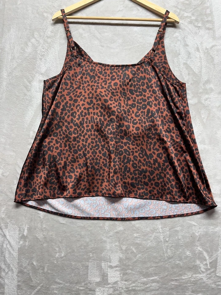 Camiseta sin mangas Cami de Ava & Viv para mujer talla XXL marrón negra con estampado de animales cuello capucha Foto 2 de 4