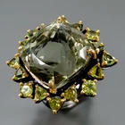 Jewellery 25 ct+ Natural Green Amethyst Ring 925 Sterling Silver Size 8 /R459826