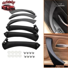 6Pcs Black Inner Door Panel Handle Pull Interior Trim Cover For BMW E90 06-11