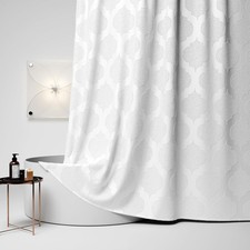 Boho Farmhouse Shower Curtain White 72x72 Inch Plush Texture Bathroom Decor
