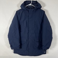 Lands End Insulated Winter Coat Jacket Youth Boys Large 14H-16H Navy Hooded