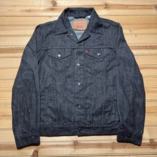 Levis Type III Dark Wash Black Denim Jean Trucker Jacket 70598 Mens - Size Large