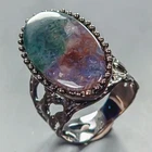 Handmade 15 ct+ Natural Moss Agate Ring 925 Sterling Silver Size 8 /R447362