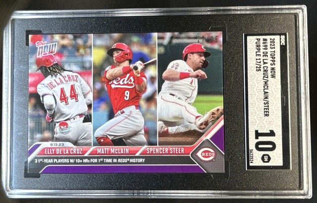 2023 Topps Now Elly De La Cruz Matt Mcclain Spencer Steer Purple #17/25 SGC 10