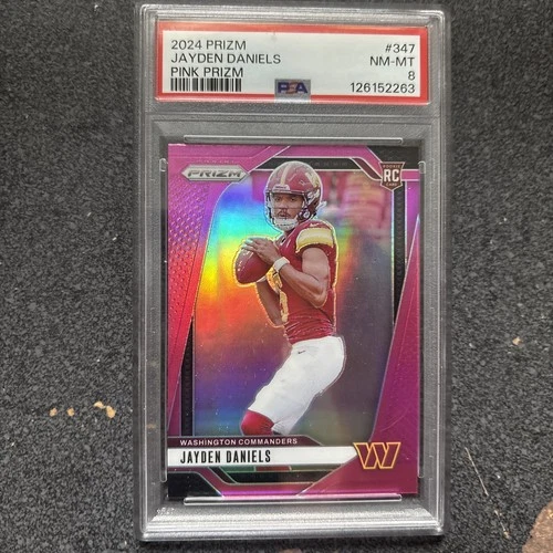2024 Prizm Jayden Daniel’s Pink Prizm PSA 8 RC Rookie