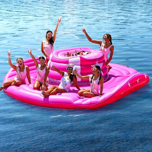 Oversized Inflatable Cowboy Hat Pool Float Lake Party Island 6 Person Pink