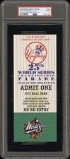1999 NEW YORK YANKEES WORLD SERIES PARADE FULL TICKET 25TH CHAMPIONSHIP PSA 6 (2