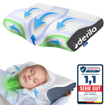 DERILA  | Ergonomisch Memory Foam Kopfkissen für Seiten, Rücken & Bauchschläfer