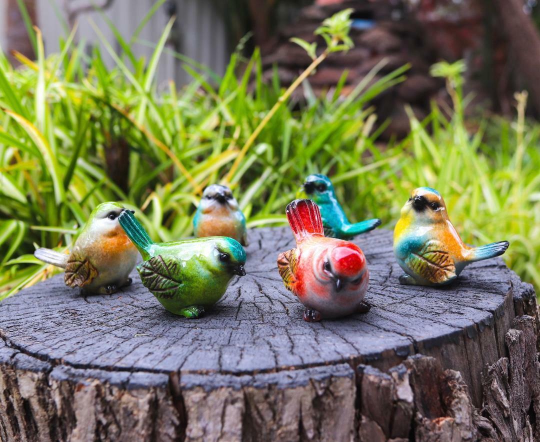 Colorful Small Bird Decorative Figurine Garden Home Décor Ornament
