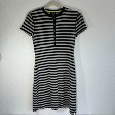 Ralph Lauren Chaps Active Shift T-Shirt Dress Gray Stripes Size S Short Sleeve