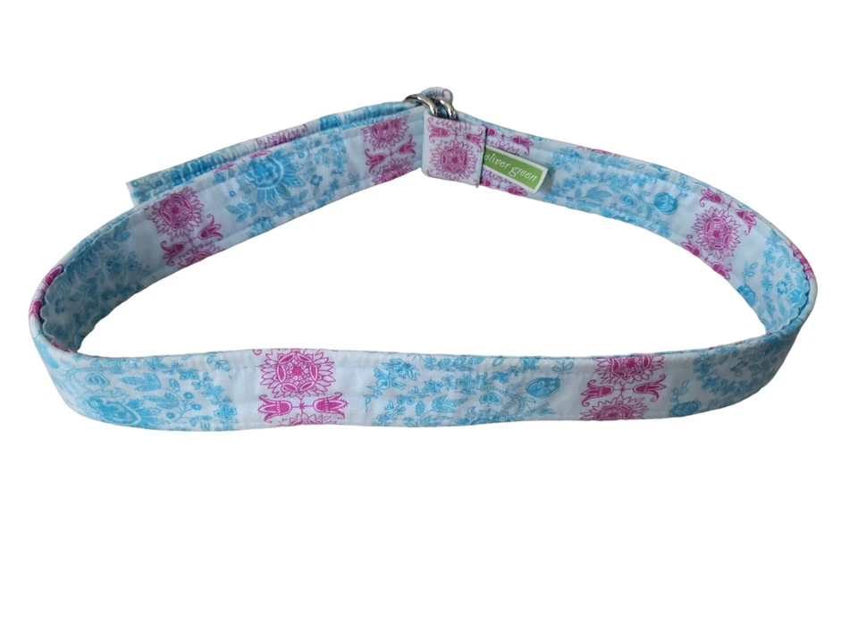 Cinturón de cinta de algodón verde Oliver azul claro y rosa intenso M Foto 3 de 4