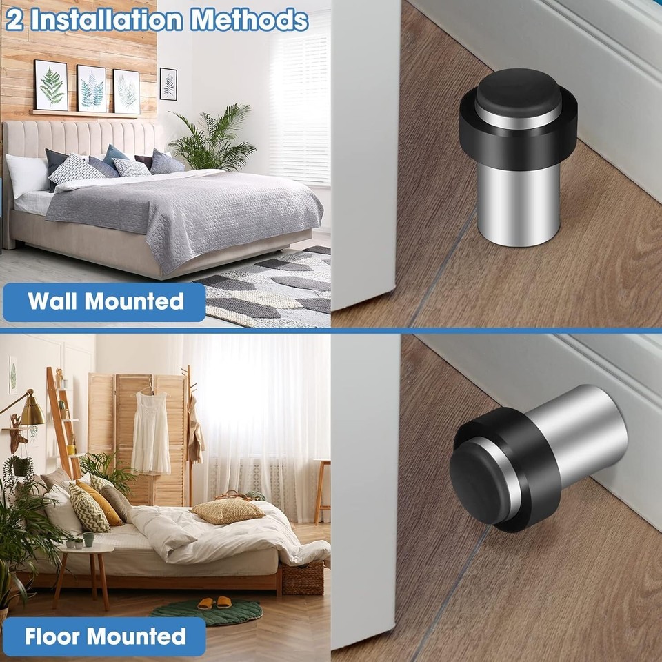 Chumia 20 Pcs Door Stoppers - Stainless Steel Floor Mounted Stops With Rubber Bumper, Black - View #10
