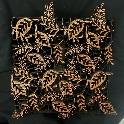 Copper Tjap Cap Chop Stamp Artisan Batik Two Leaves 9.25'' x 9.5'' Print Block