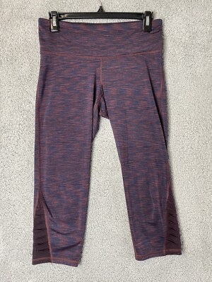 C9 Champion Black High Waisted Capri Leggings Size Medium Maroon black Striped