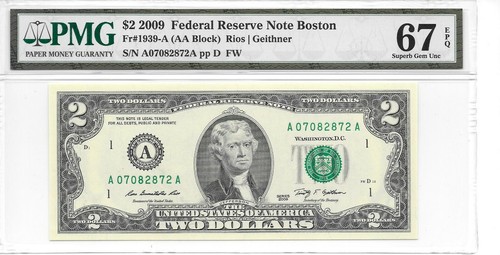 2009 Boston $2 FRN (AA Block) PMG 67 EPQ Superb Gem Uncirculated - Picture 11 of 13