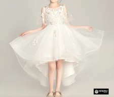 Vestito Asimmetrico Cerimonia Damigella Comunione Bambina Party Dress COM049B