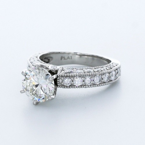 4,0 KT LABORGEFERTIGTER DIAMANT E/VVS2 RUNDSCHLIFF PLATIN 6 KRAPPEN VINTAGE AKZENT RING - Bild 2 von 9