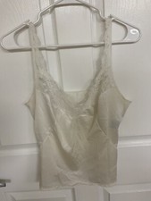 Vassarette Lace Trim Nylon Camisole Vintage Cami White Size M