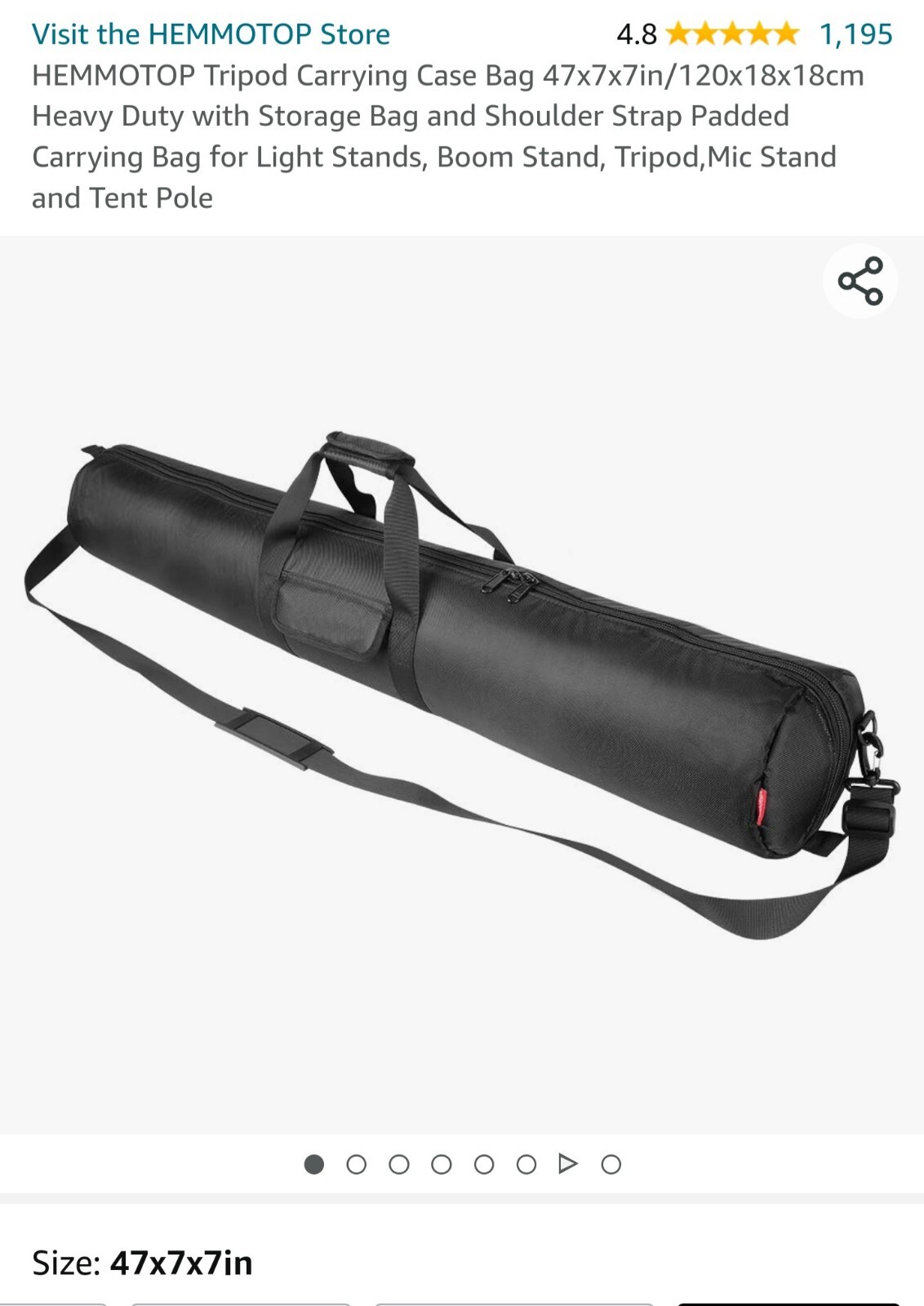 Hemmotop tripod carrying case. 47x7x7. New Open Box eBay