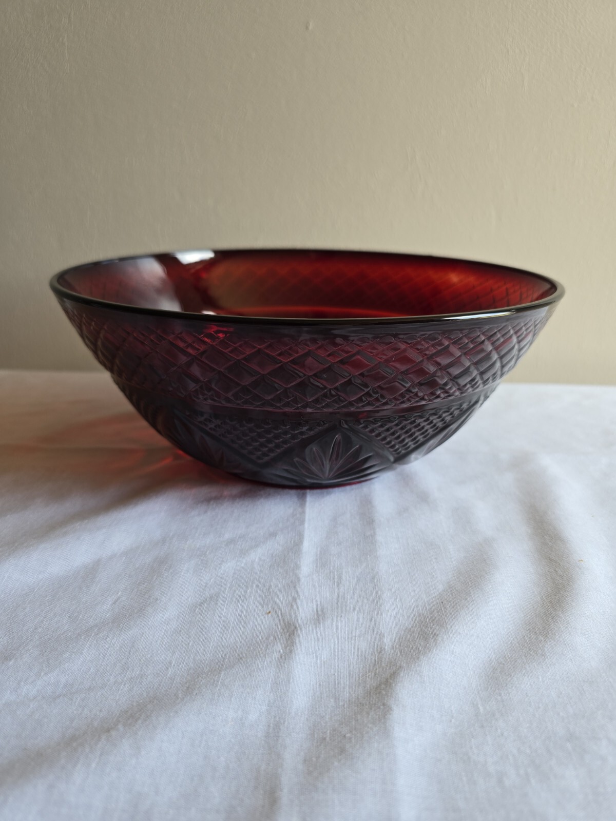 Vintage Cristal D'arques Durand Ruby Glass Antique Serving Bowl