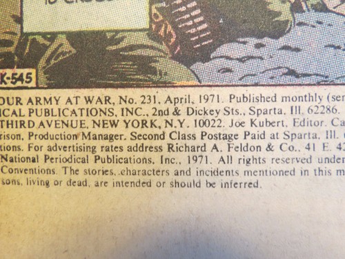 DC Comics Our Army At War, Sgt. Rock, #231, April 1971 Very Good Condition - Picture 3 of 6