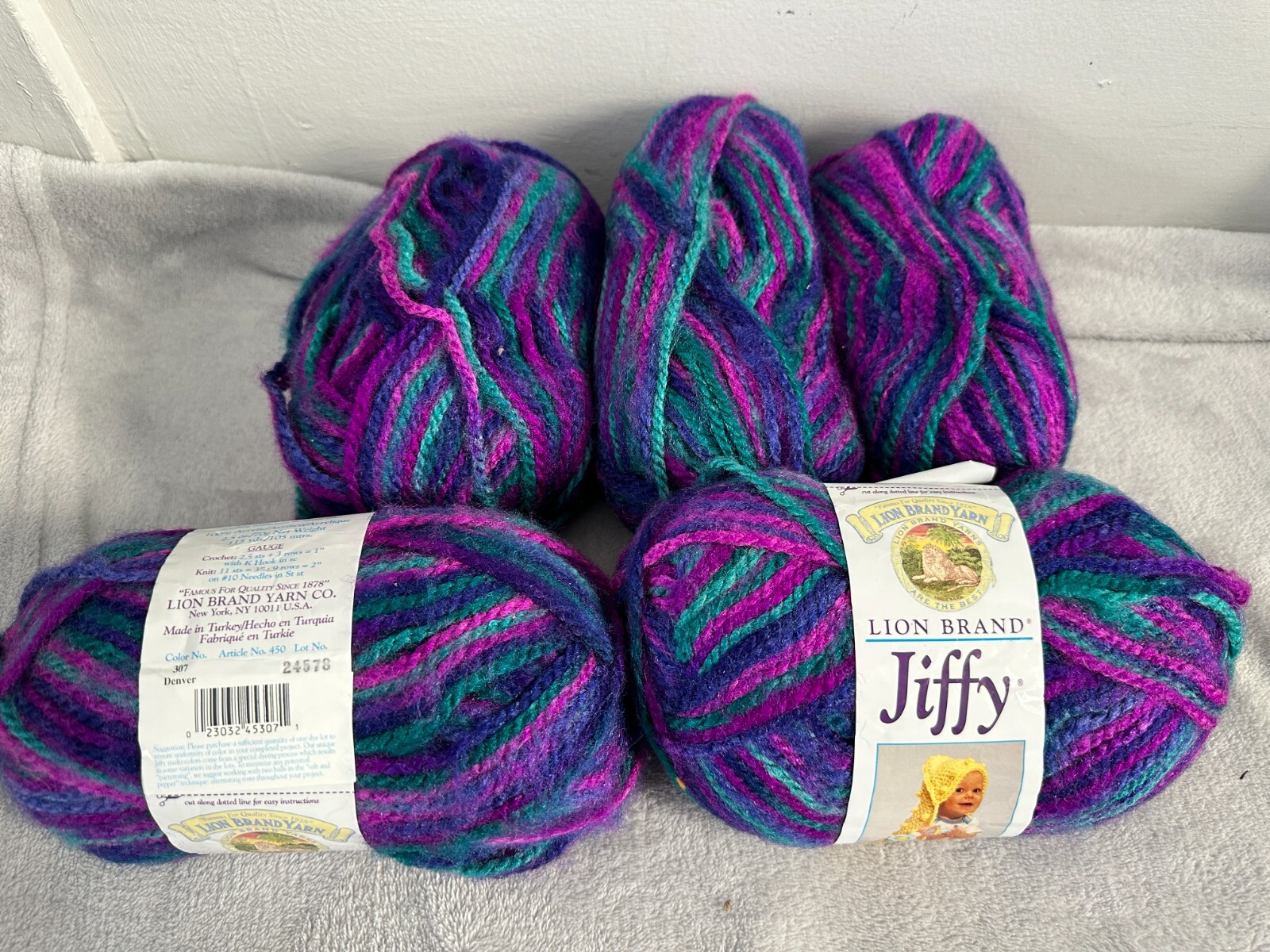 Lion Brand Jiffy Yarn Denver Multicolor 5 Skeins eBay