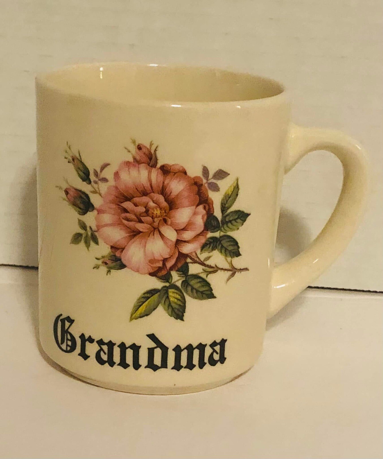 Vintage Made In England CeramicGrandma Floral Design Coffee Mug Cup