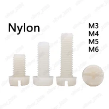 M3 M4 M5 M6 White Plastic Nylon Phillips Cross Slotted Round Pan Head Screws