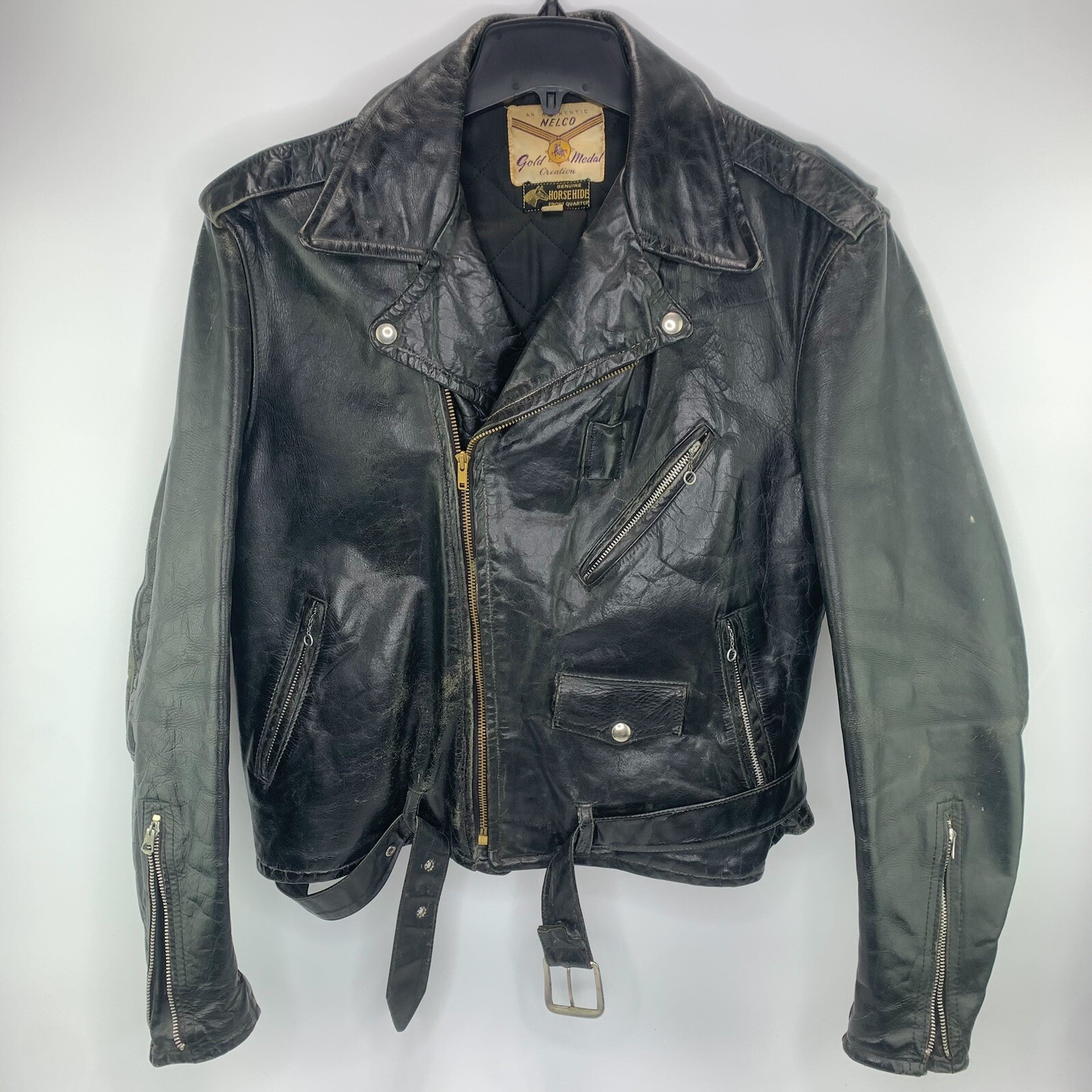 Vintage Nelco Horsehide Leather Motorcycle Jacket Rar… Gem