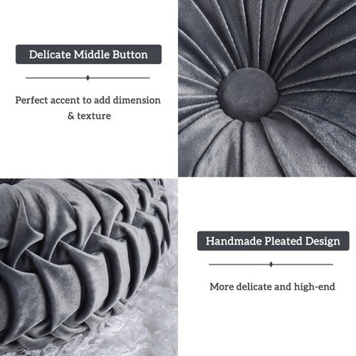2 PCS Pumpkin Pleated Round Throw Pillows for Chair Sofa Home Decor - 第 4/5 張圖片