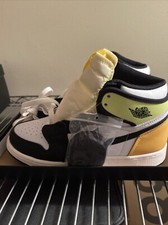NIKE AIR JORDAN 1 RETRO HIGH OG GS 575441-118 White Black Gold Volt Sz 7Y