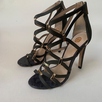RIVER ISLAND HIGH HEELS 37 GREEN GREY Olive Strappy