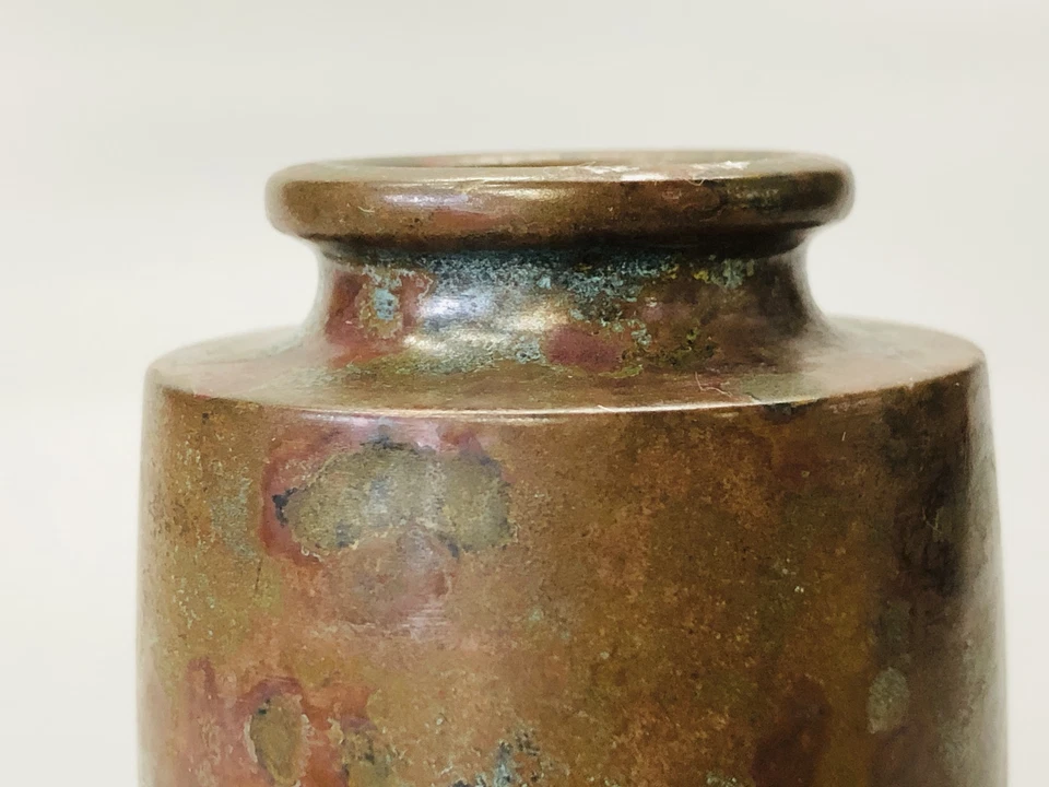 Y5287 FLOWER VASE Copper Murashido Japan ikebana antique interior decor vintage - Image 3 of 4