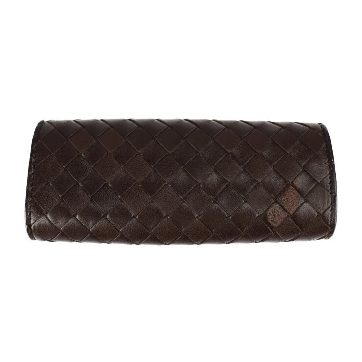 Estuche para llaves BOTTEGAVENETA Intrecciato 120740 cuero marrón oscuro triple llave de 5 anillos Foto 3 de 4