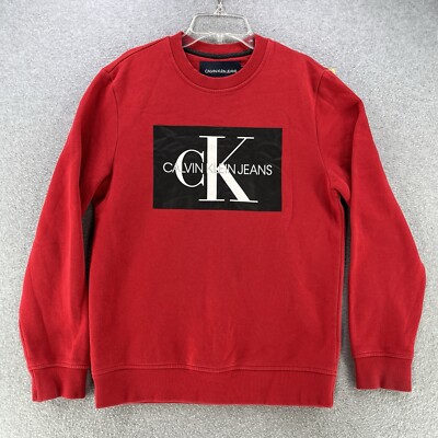 Crewneck Sweater Calvin Klein Red Sweatshirt Vintage Calvin Klein
