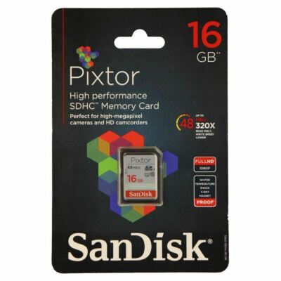 NEW SanDisk Pixtor High Performance SDHC Memory Card, 16GB Waterproof 1080p