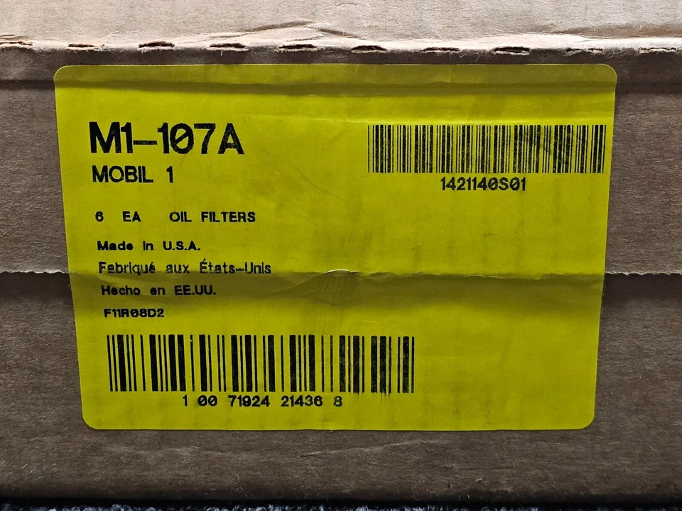 (CANTIDAD 6) Filtro de aceite Mobil 1 rendimiento extendido M1-107A giro 13/16-16" rosca Foto 2 de 4